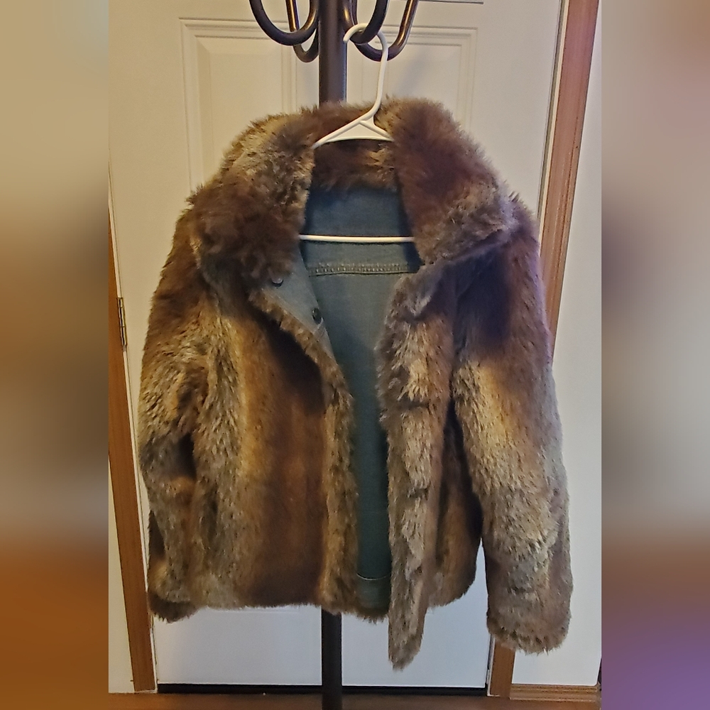 FU DA Reversible Fur and Denim Jean Jacket